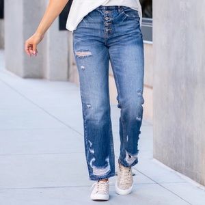 KanCan Orangeburg High Rise Button Fly Straight Leg Jeans - Size 11/29